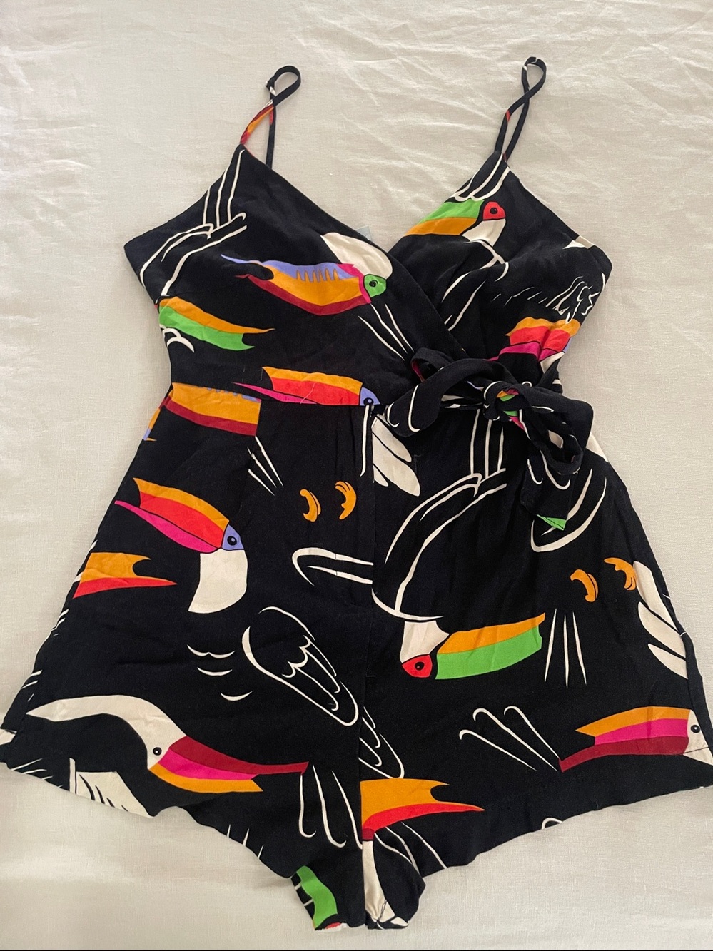 Bluesteel romper toucan print M viscose beach summer trip cruise